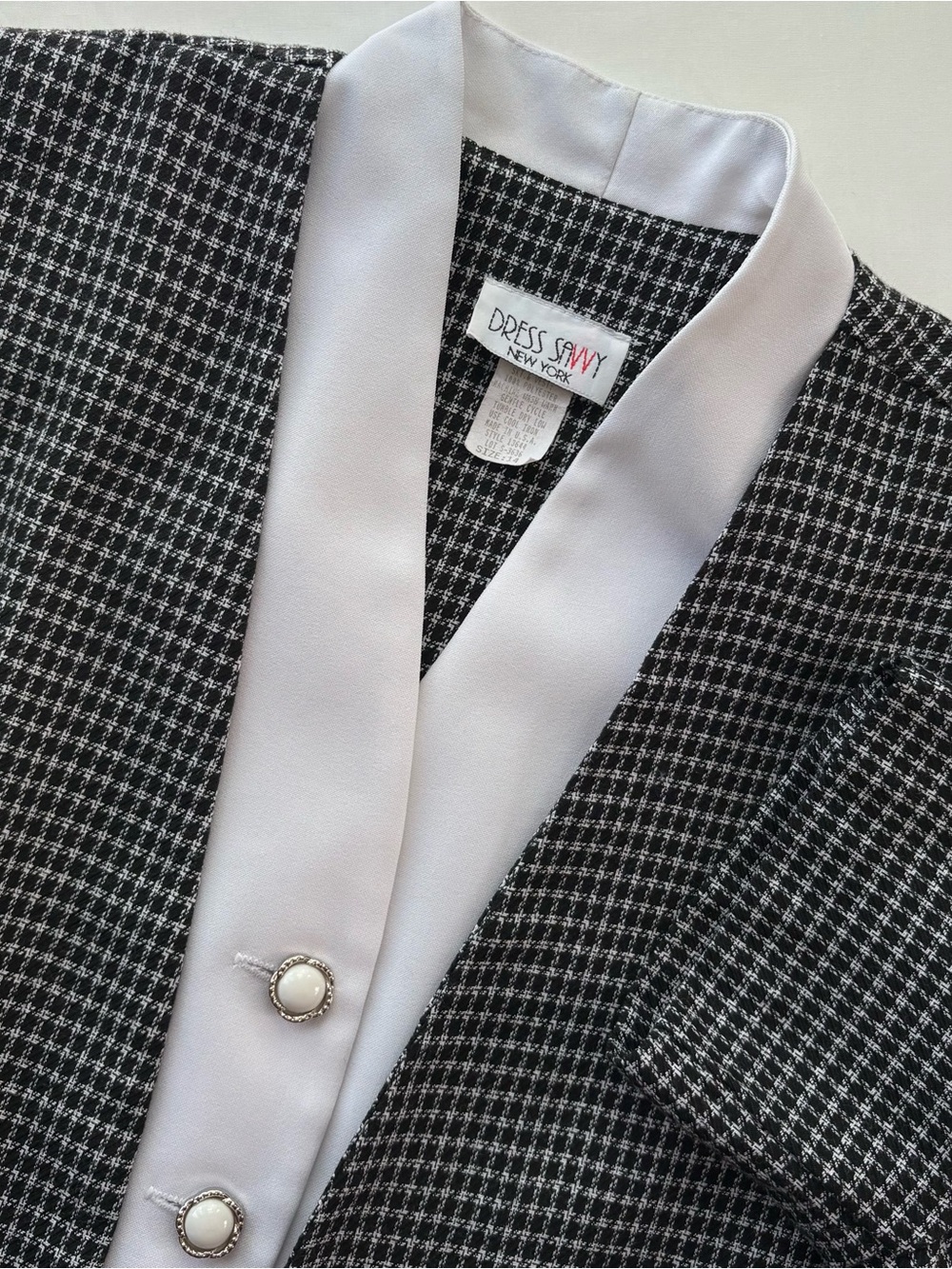 Vintage Dress Savvy Houndstooth Blazer with Layered Vest Size 14